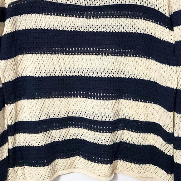 Peruvian Connection Womens Pima Cotton Long Sleeve Mesh Top Size S Stripe Preppy - Picture 5 of 9